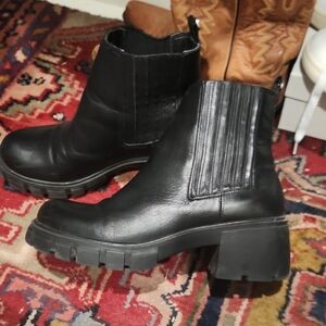 Steve Madden Black Chunky Ankle Boots